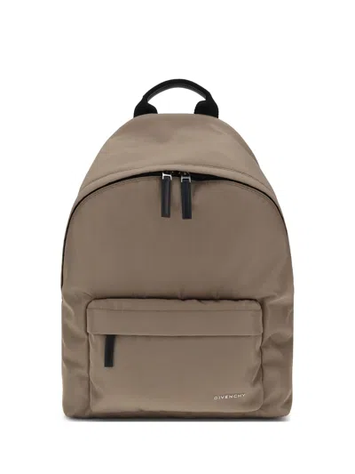 Givenchy Canvas And Leather Backpack With Logo Detail In Brown