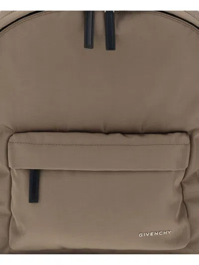 Givenchy Canvas And Leather Backpack With Logo Detail In Brown