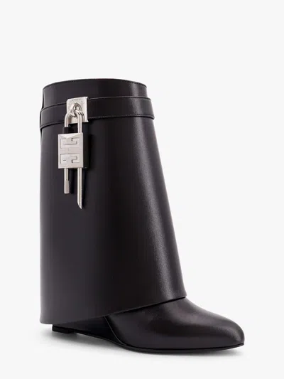 Givenchy Draped Design Black Boots With Pointed Toe And Signature Buckle In Black