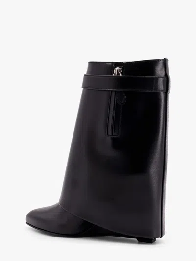 Givenchy Draped Design Black Boots With Pointed Toe And Signature Buckle In Black