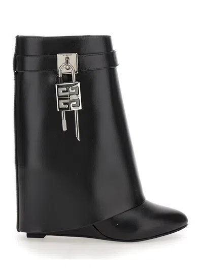 Givenchy Draped Design Black Boots With Pointed Toe And Signature Buckle In Black