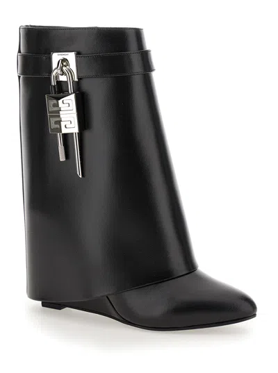 Givenchy Draped Design Black Boots With Pointed Toe And Signature Buckle In Black