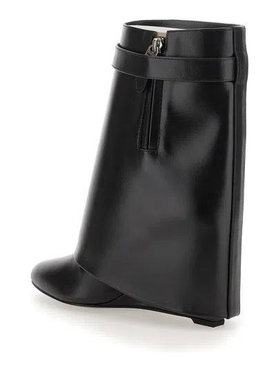 Givenchy Draped Design Black Boots With Pointed Toe And Signature Buckle In Black