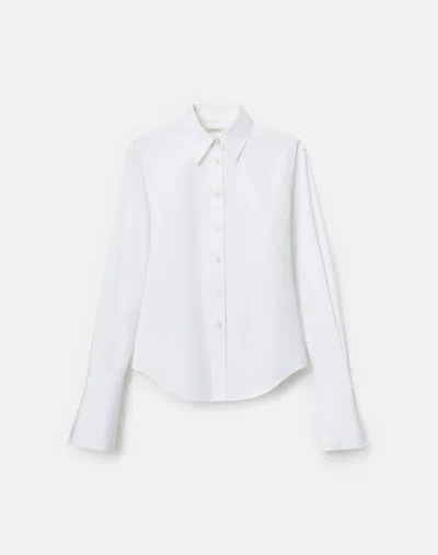 Lafayette 148 Organic Cotton Poplin Tailored Shirt In White