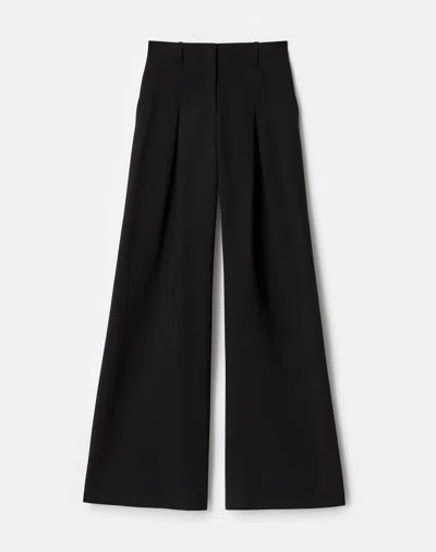 Lafayette 148 Responsible Wool Double Face Warren Pleated Wide Leg Pant In Black