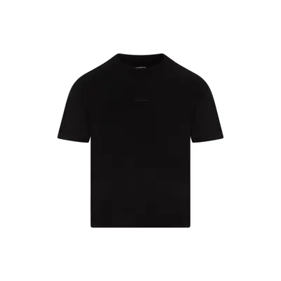 Jacquemus Cotton Stretch Crewneck Logo T-shirt In Black