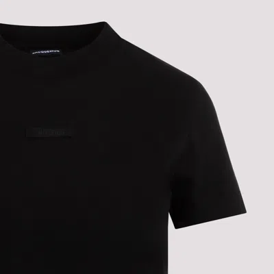 Jacquemus Cotton Stretch Crewneck Logo T-shirt In Black