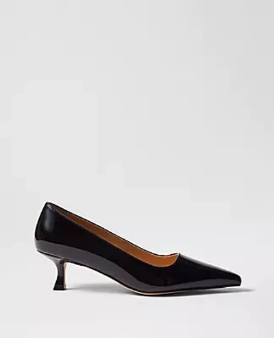 Ann Taylor Patent Nip Toe Kitten Heel Pumps In Black