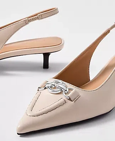 Ann Taylor Horsebit Leather Slingback Pump In Sand