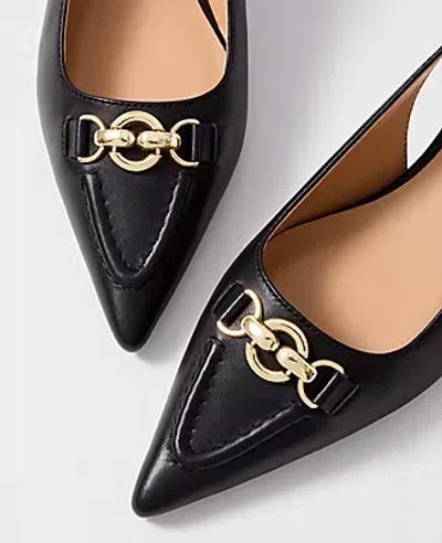 Ann Taylor Horsebit Leather Slingback Pump In Black