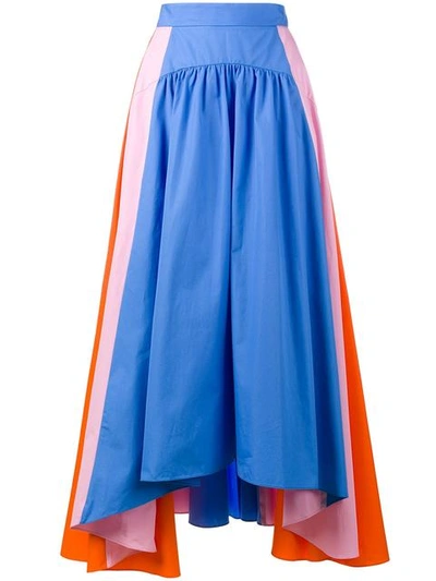 Peter Pilotto Woman Asymmetric Cotton-poplin Skirt Bright Blue In Multicolor