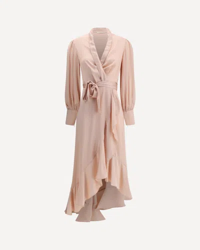 Zimmermann Silk Charmeuse Wrap Dress In Brown
