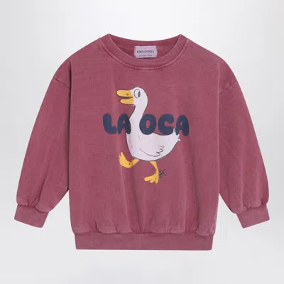 Bobo Choses Burgundy Vintage-effect Sweatshirt By La Oca In Brown