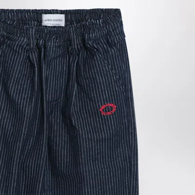 Bobo Choses Navy Blue Striped Jeans In Black