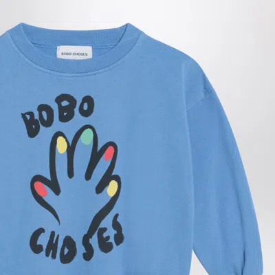 Bobo Choses Light Blue Sweatshirt With Logo Print In Blue