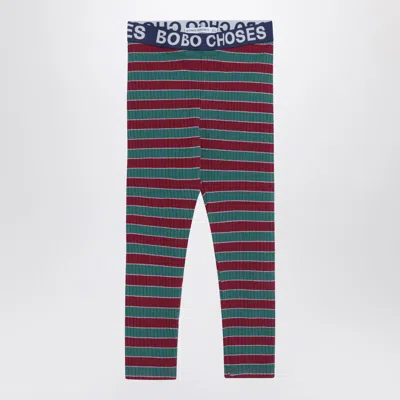Bobo Choses Ribbed Striped Cotton Leggings In Multi