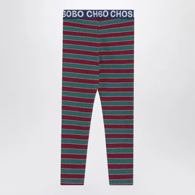 Bobo Choses Ribbed Striped Cotton Leggings In Multi