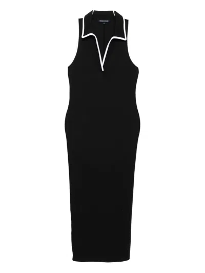 Veronica Beard Darien Ribbed Stretch-pima Cotton Midi Dress In Black