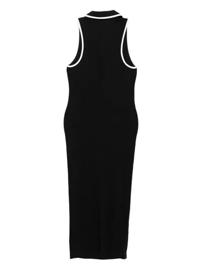 Veronica Beard Darien Ribbed Stretch-pima Cotton Midi Dress In Black