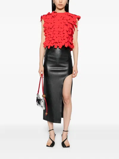 A.w.a.k.e. A. W.a. K.e. Mode Open Back Top With Rectangle Detail Red In Red