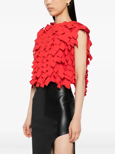 A.w.a.k.e. A. W.a. K.e. Mode Open Back Top With Rectangle Detail Red In Red