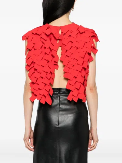 A.w.a.k.e. A. W.a. K.e. Mode Open Back Top With Rectangle Detail Red In Red