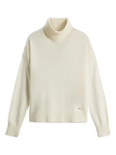 Woolrich Ribbed Cashmere Blend Sweater With Turtleneck In Animal Print