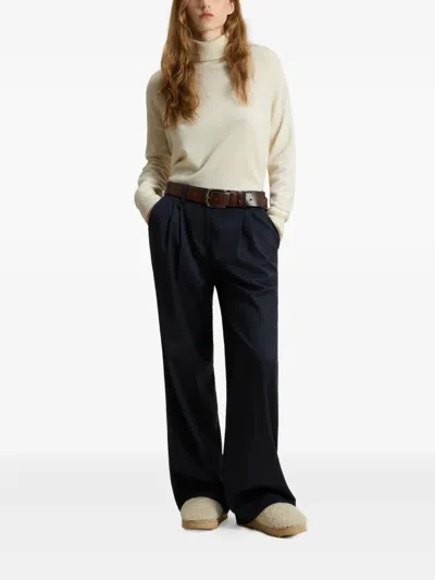 Woolrich Ribbed Cashmere Blend Sweater With Turtleneck In Animal Print