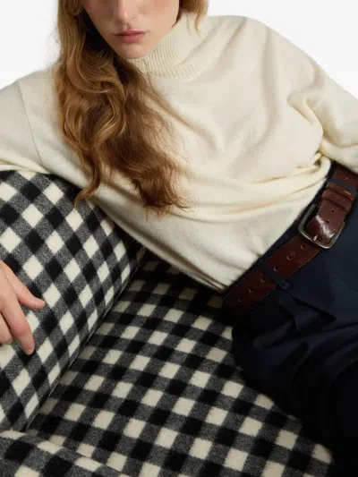 Woolrich Ribbed Cashmere Blend Sweater With Turtleneck In Animal Print