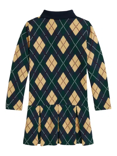 Polo Ralph Lauren Ralph Lauren Argyle Stretch Mesh Polo Dress In Green