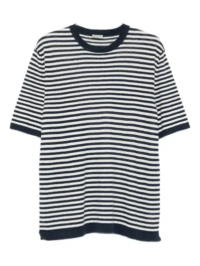 Gallia Derek Stripes Linen T-shirt In Blue