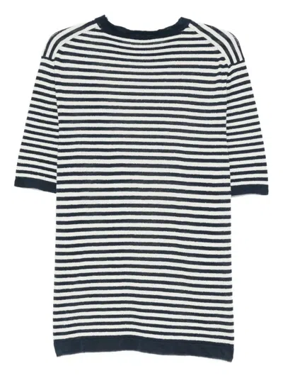 Gallia Derek Stripes Linen T-shirt In Blue
