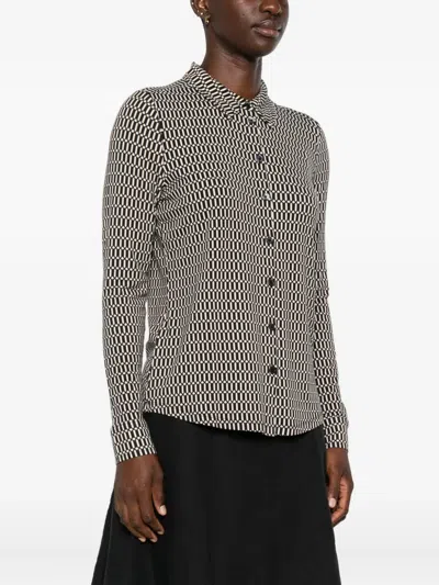 Marc O'polo Geometric-pattern Button Shirt In Black