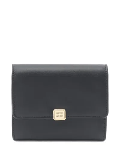 Pre-owned Miu Miu 2020s Softy Metal Tri-fold Wallet In Black