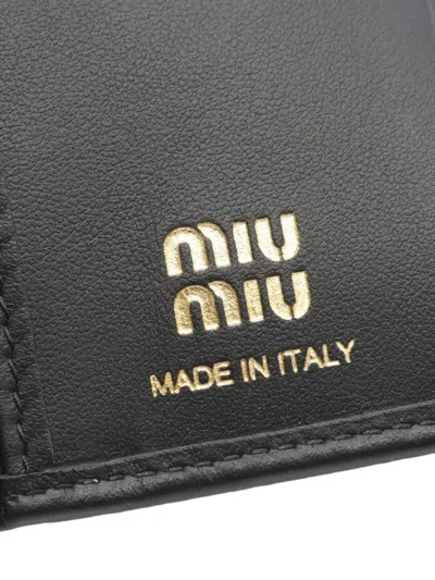 Pre-owned Miu Miu 2020s Softy Metal Tri-fold Wallet In Black