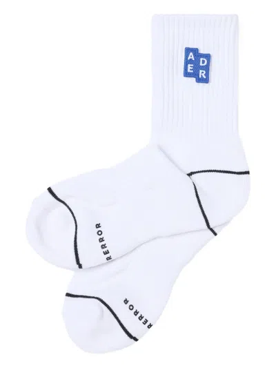 Ader Error Embroidered Logo-patch Socks In White