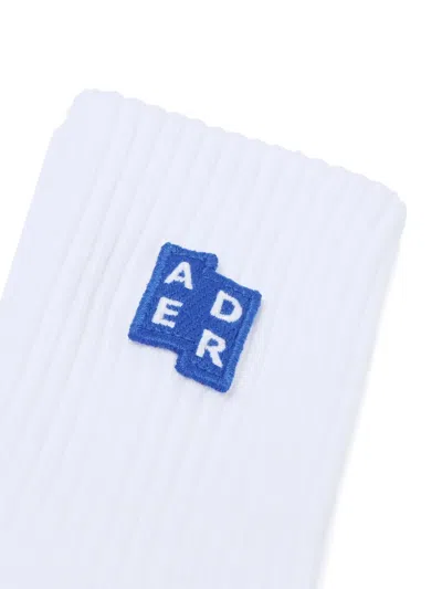 Ader Error Embroidered Logo-patch Socks In White