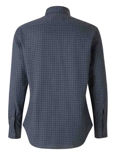 Canali Grid-pattern Shirt In Blue