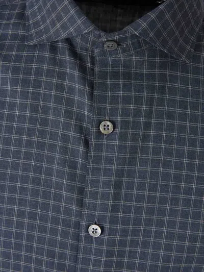 Canali Grid-pattern Shirt In Blue