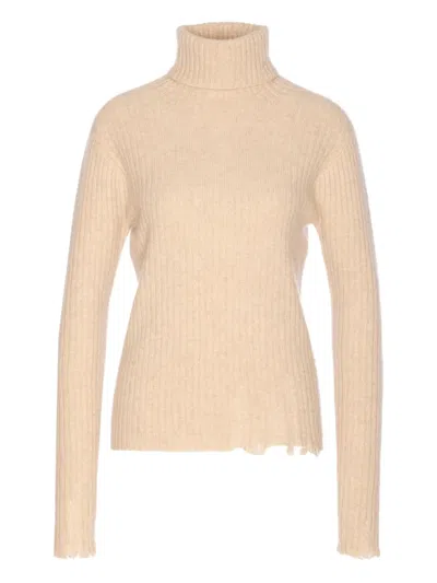 Uma Wang High Neck Turtleneck Knitwear With Distressed Ribbed Texture In Multi