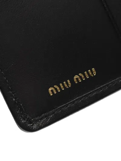 Pre-owned Miu Miu 2020s Matelasse Leather Card Case In Black