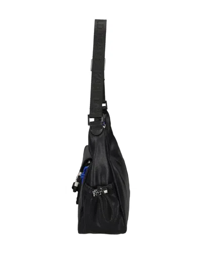Karl Lagerfeld Jeans Small Utility Coated Denim Shoulder Bag In Black