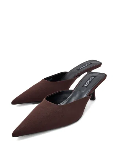 Senso 65mm Pointed-toe Kitten-heel Mules In Brown