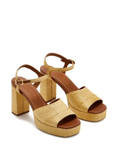 Staud 90mm Jodie Raffia Platform Sandals In Neutral