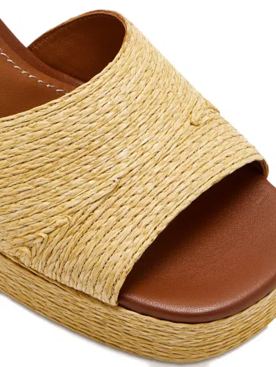 Staud 90mm Jodie Raffia Platform Sandals In Neutral