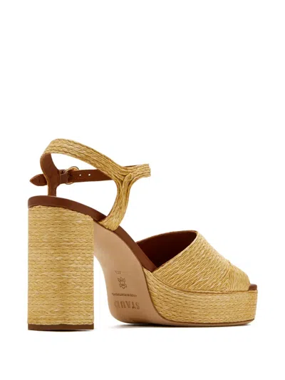 Staud 90mm Jodie Raffia Platform Sandals In Neutral