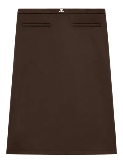 Courrèges Interlock A-line Track Midi Skirt In Brown