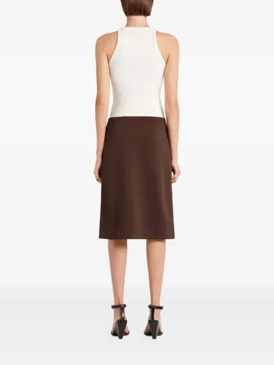 Courrèges Interlock A-line Track Midi Skirt In Brown