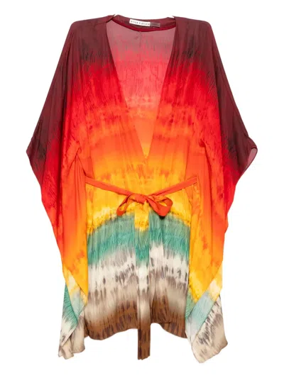 Alice And Olivia Marva Belted Mini Kaftan In Multi
