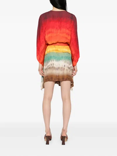 Alice And Olivia Marva Belted Mini Kaftan In Multi